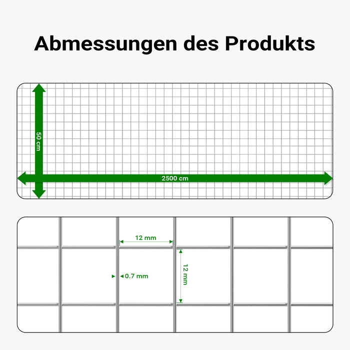 Rete da voliera 4 angoli Maglie 12x12mm Rotolo da 25m alto 50cm In acciaio zincato