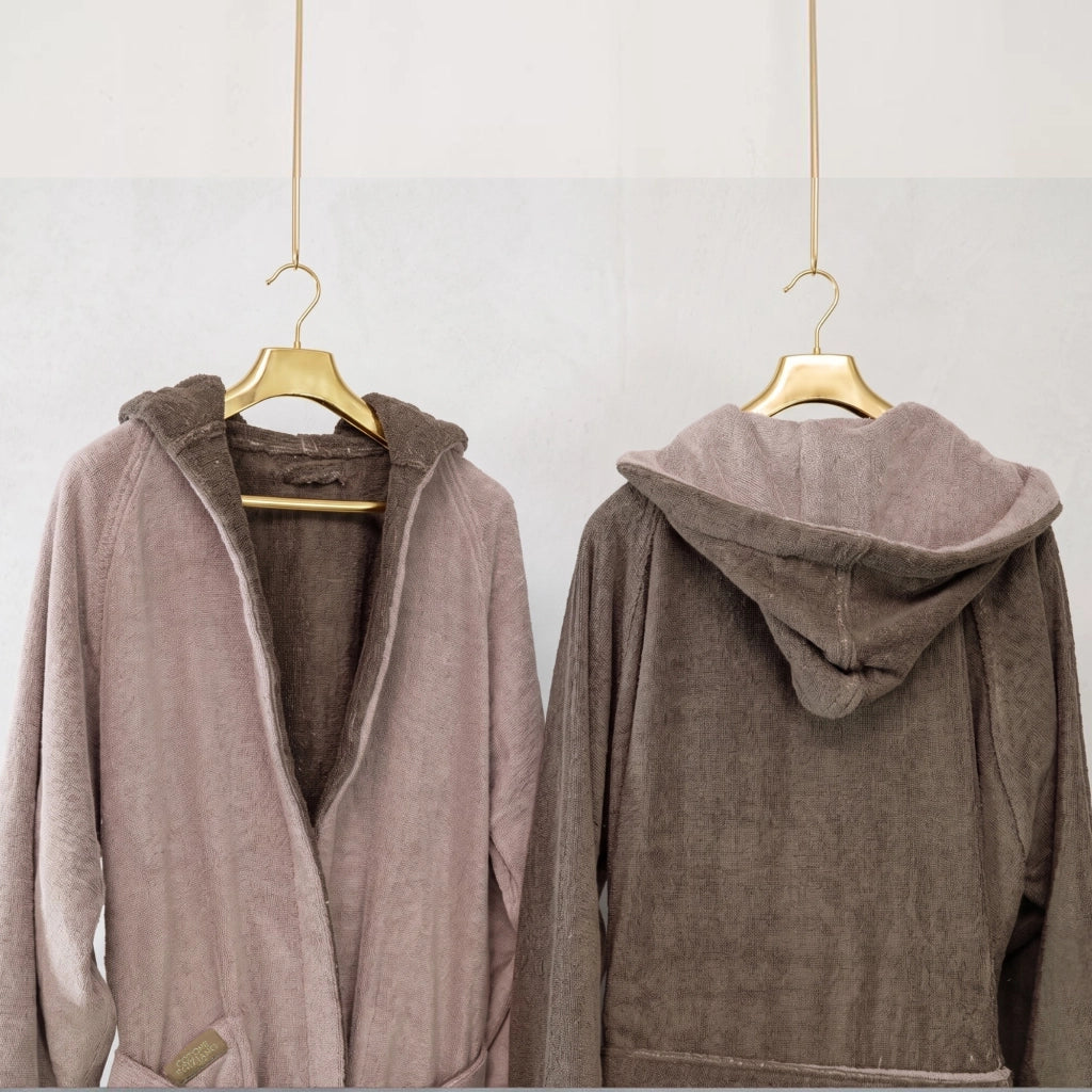 Sefane, Accappatoio 100% Cotone con Cappuccio Reversibile, Beige Crema