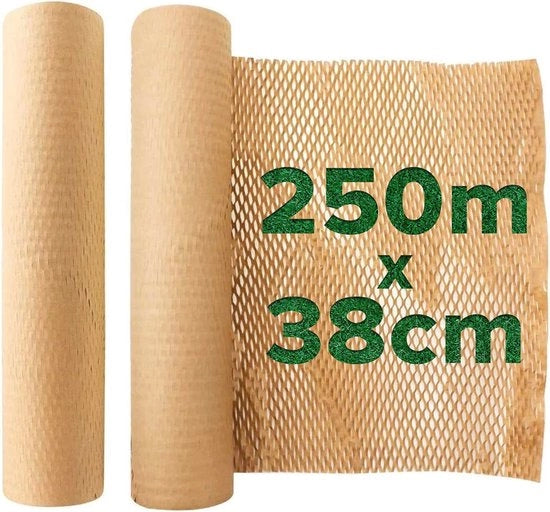 Papier per affilatura, rotolo di imballo 38 cm x 250 m - Materiale ecolabel e sostenibile per drenaggio, adatto per spedizioni e imballaggi