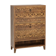 Scarpiera con 2 cassetti ribaltabili e ripiano aperto - per ingresso - marrone - 80×24×110 cm
