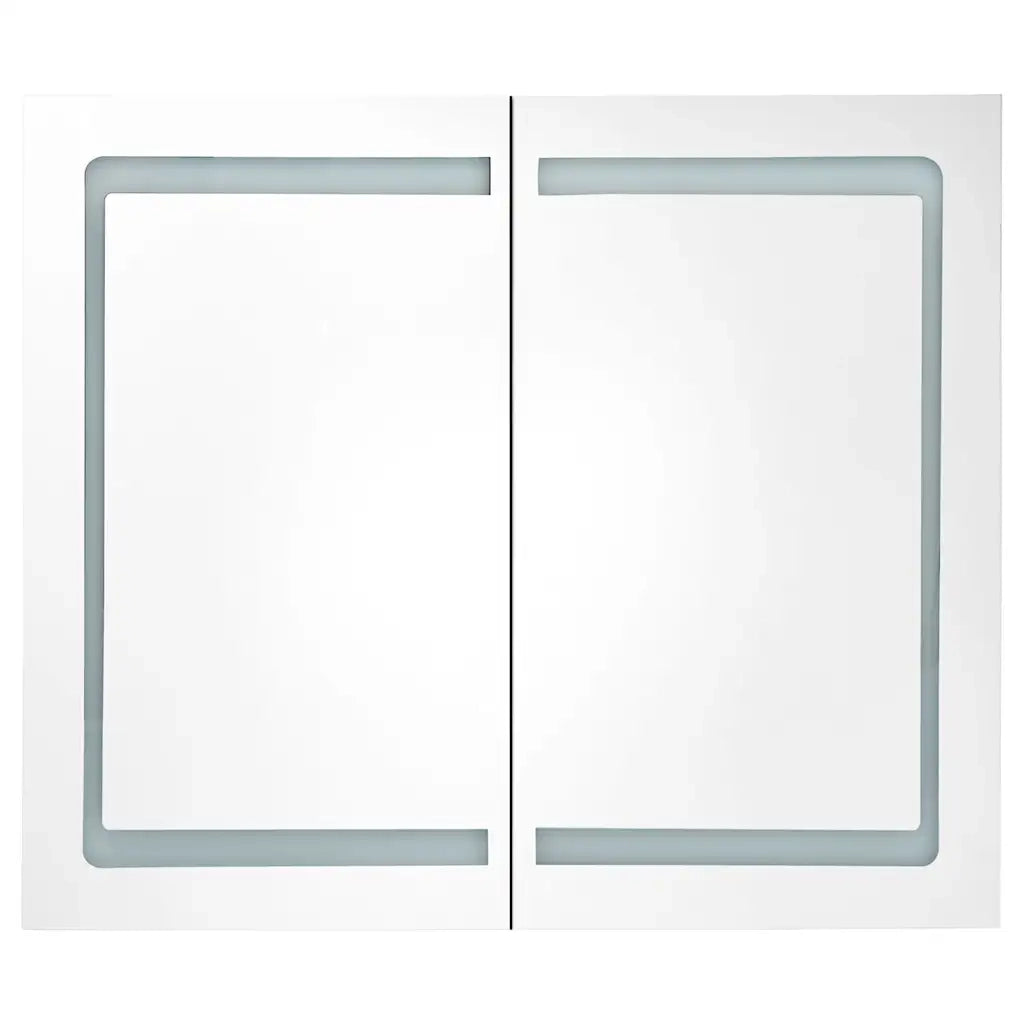 Mobiletto da bagno a parete con specchio a LED 80 x 12 x 68 cm soluzione di contenimento contemporanea in MDF grigio cemento 02_0046747