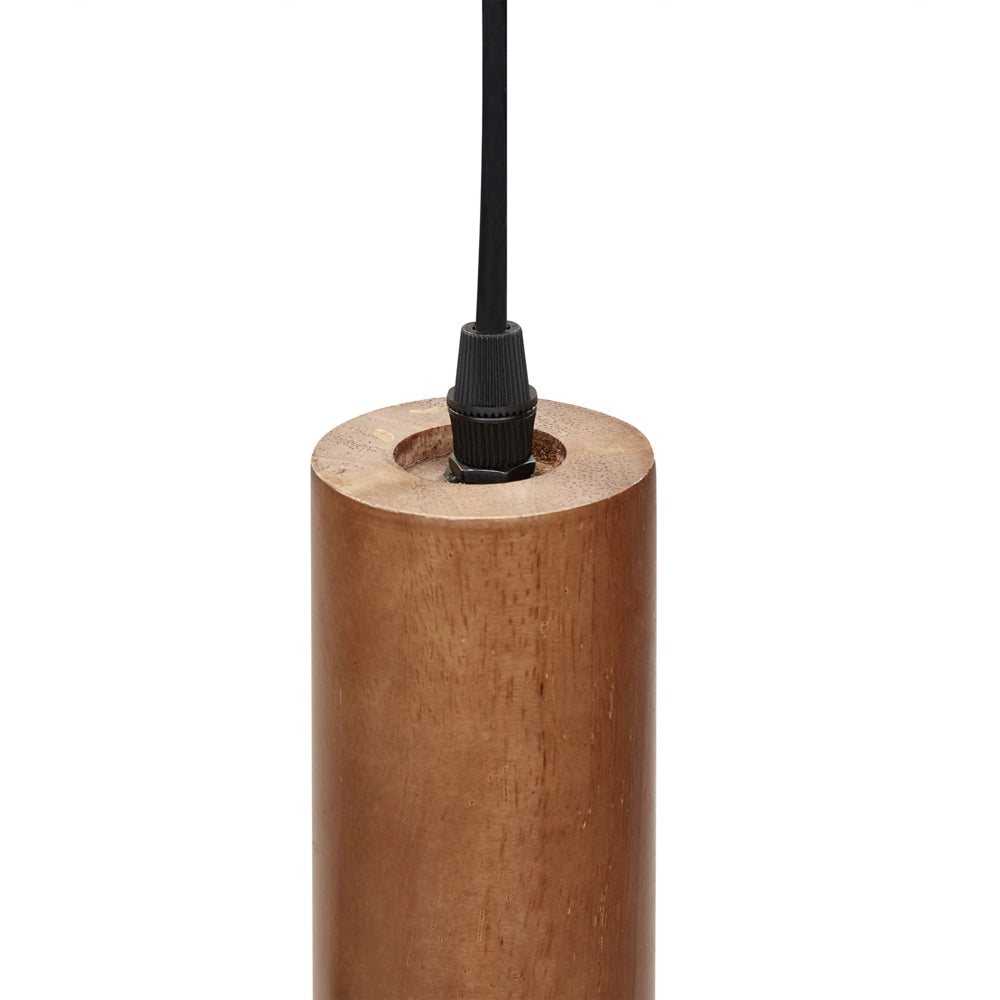 Lampada a sospensione Legno scuro Base in ferro Paralume in legno di quercia 4 punti luce Accessori per la casa Illuminazione