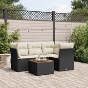 Set Divani da Giardino 5 pz con Cuscini in Polyrattan Nero 3223620
