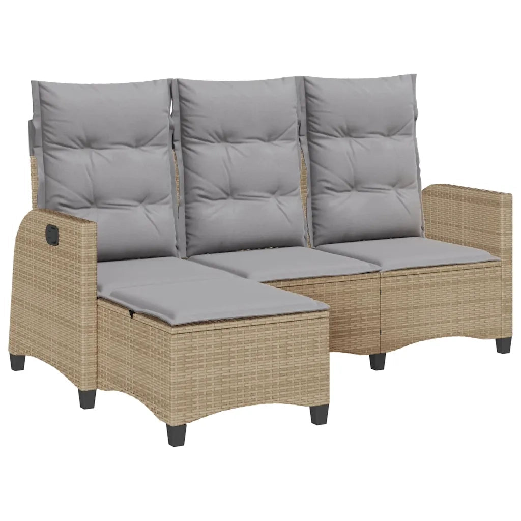 Divano da Giardino Reclinabile con Cuscini a L-Sofa da Giardino Beige Polyrattan 499405