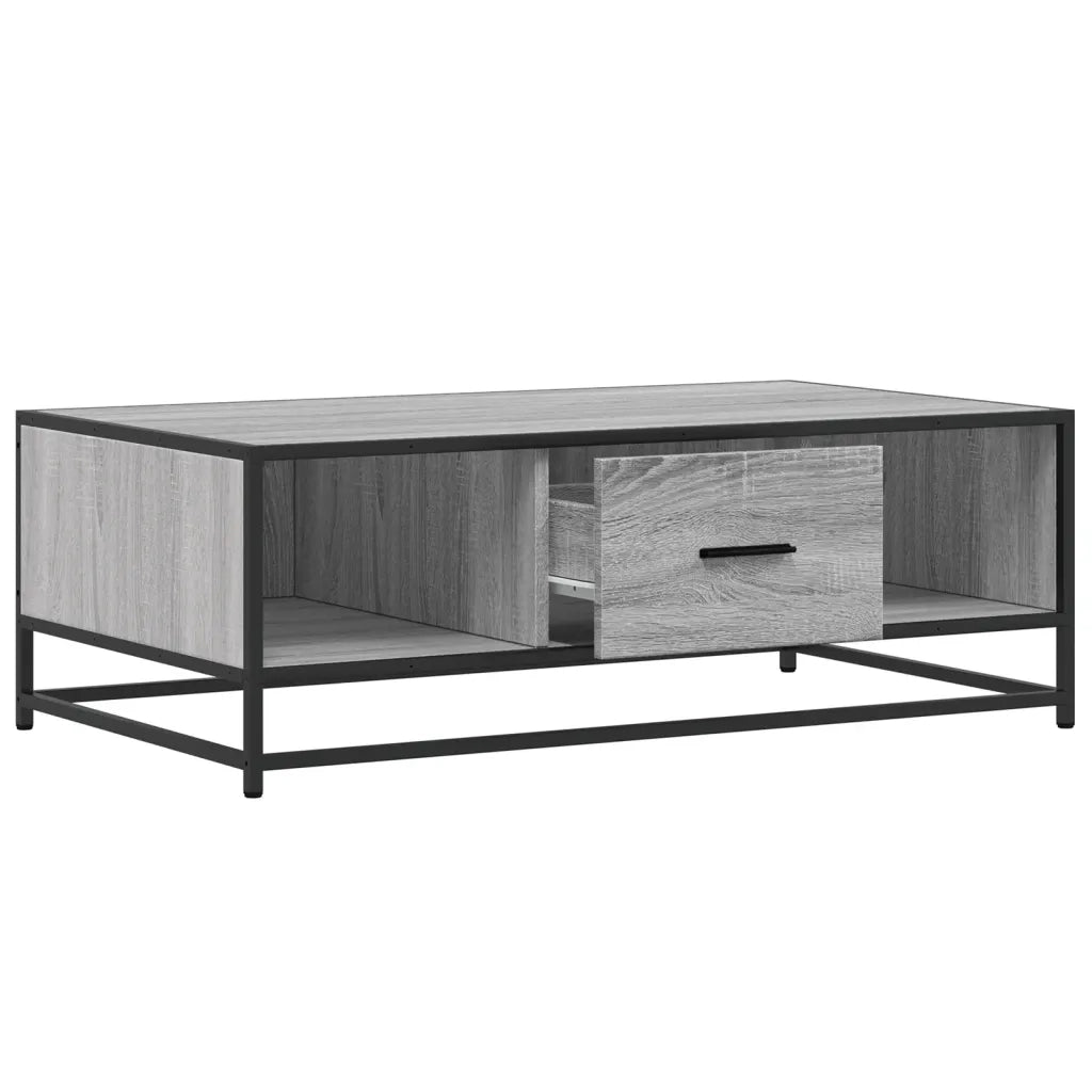 vidaXL Tavolino Grigio Sonoma 100x57x35 cm Legno Multistrato e Metallo