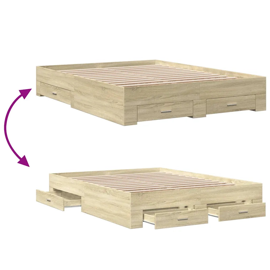Giroletto Cassetti Rovere Sonoma 150x200 cm Legno Multistrato 3280379