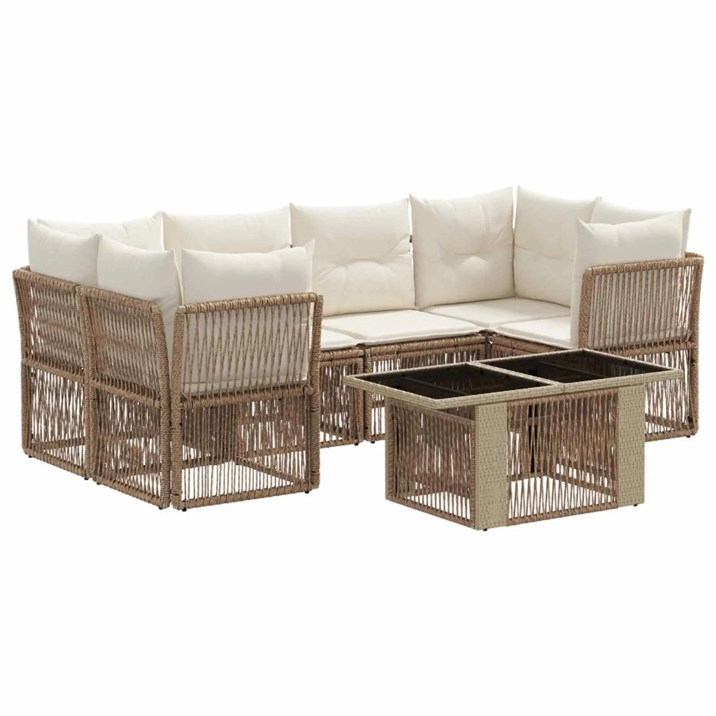 Set Divano da Giardino 7 pz Beige polyrattan 3436425