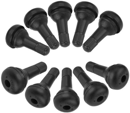 Vitello di Gomma TR415 - 10 Pezzi - Ventile a Incasso - Nero - Metallo/Gomma - 48 mm Lunghezza - Valvola di Accoppiamento