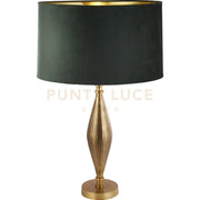 Lampada da tavolo Rye - Metallo ottone anticato e paralume in velluto verde