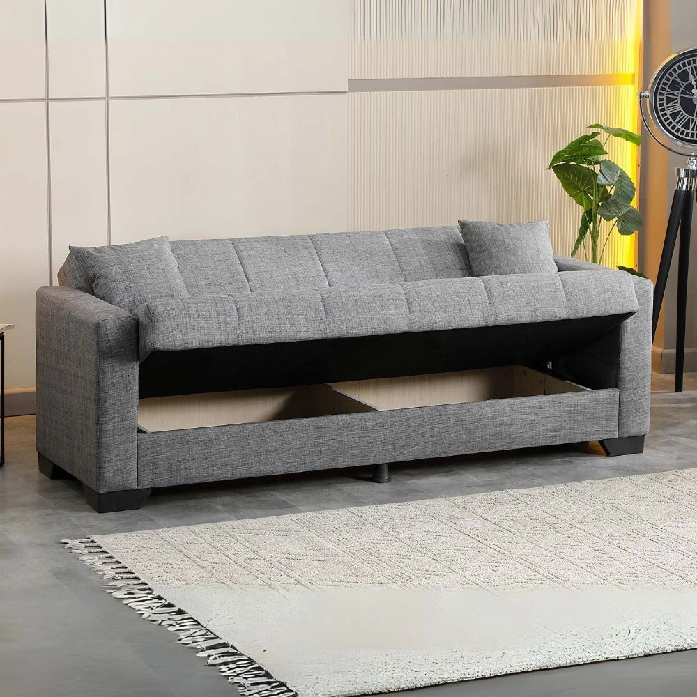 Divano letto contenitore Moon 3 posti in tessuto Internobase 11 grigio