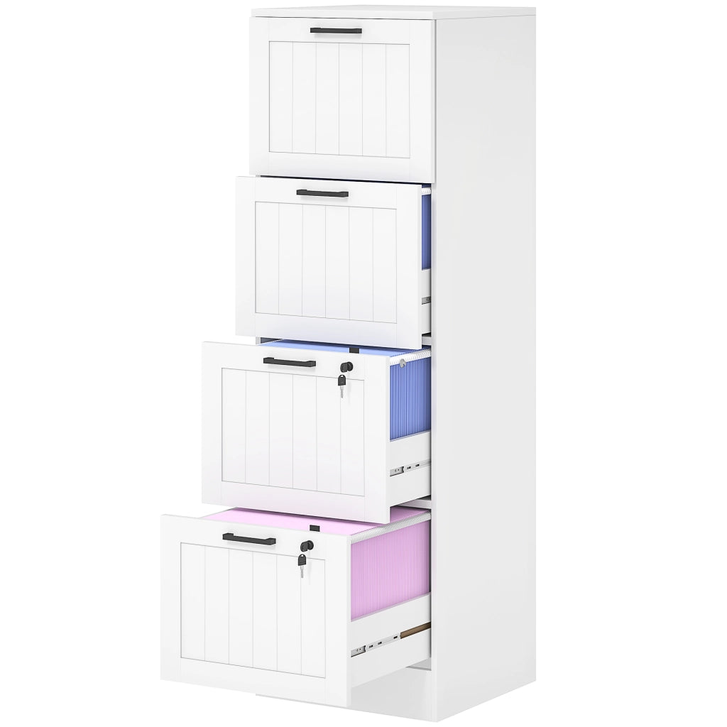 Cassettiera con 4 Cassetti ¨C zephmum ¨C Bianco 40x40x131 cm