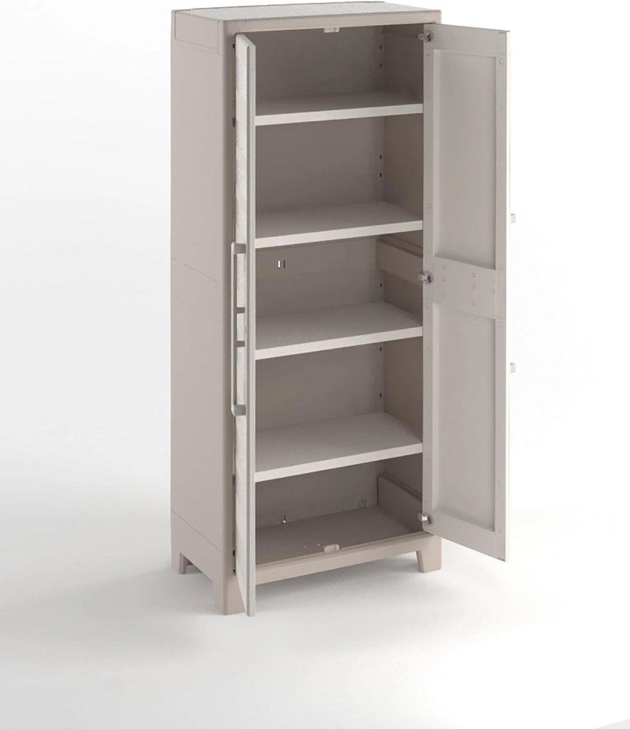 Armadio in Resina con 4 Ripiani Ribaltabili Regolabili Sabbia Beige Gulliver Keter