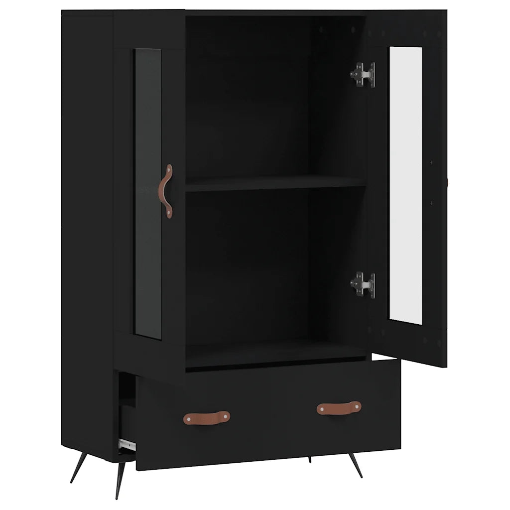 Credenza | Madia | Buffet da pranzo | Armadio da pranzo Nera 69,5x31x115 cm in Legno Multistrato
