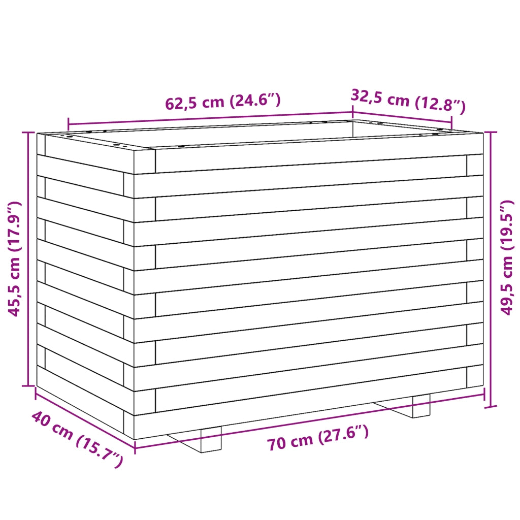 Fioriera Giardino Marrone Cera 70x40x49,5cm Legno Massello Pino 847370
