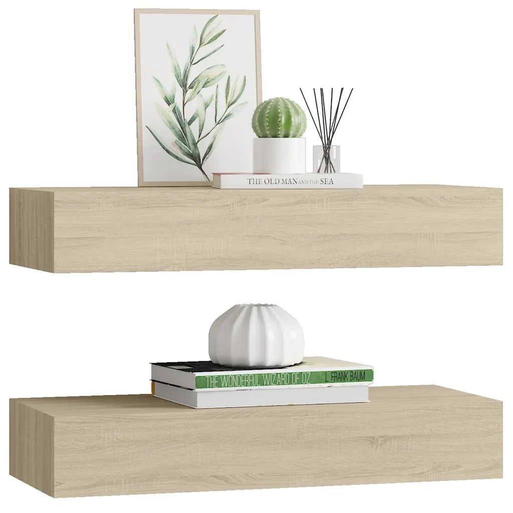 Scaffali con Cassetti da Parete 2 pz Rovere 60x23,5x10 cm MDF cod mxl 59963