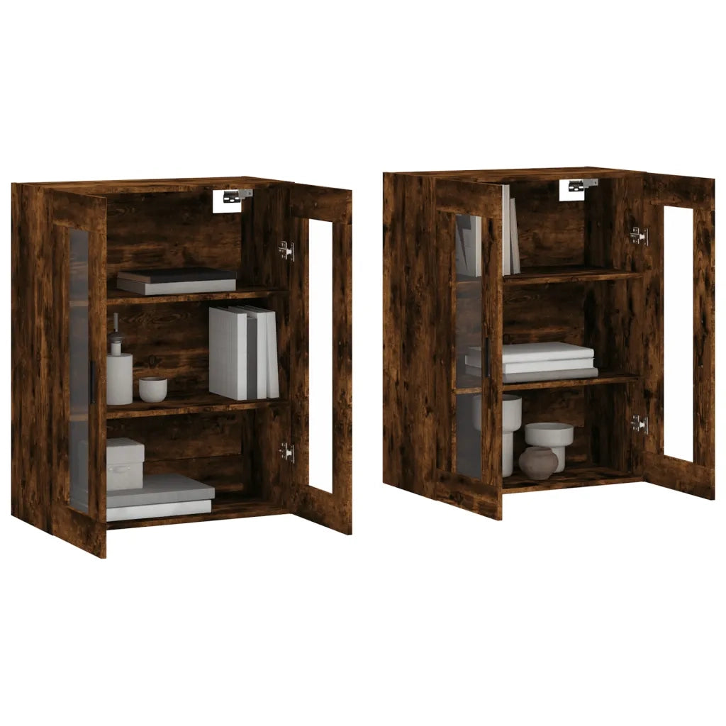 Armadietti a Parete 2 pz Rovere Fumo in Legno Multistratocod mxl 118082