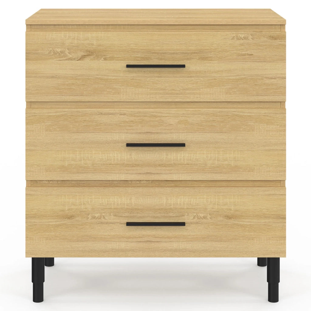 IDMarket - Mobile bagno da 80 cm con 3 cassetti in faggio e nero e gambe telescopiche