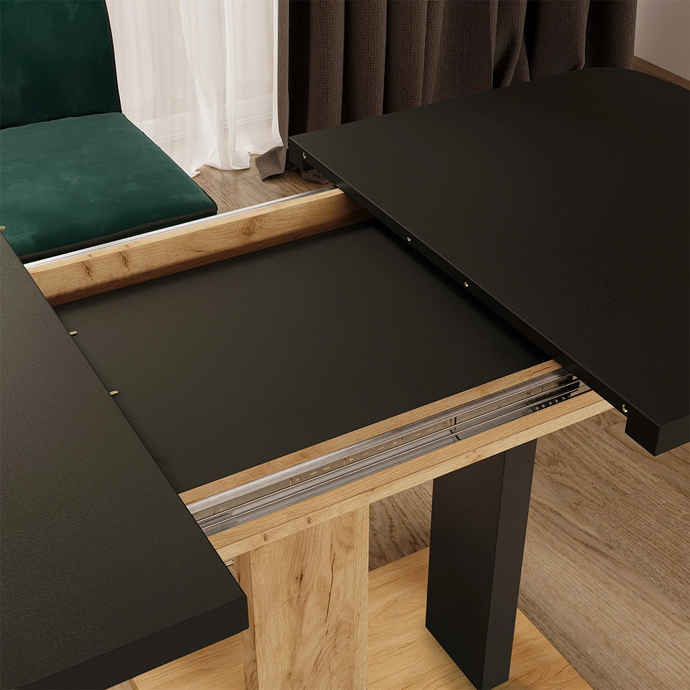 Vicco Tavolo da pranzo Estensibile Nero 120/160 x 80 cm 2 parti