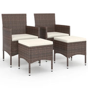 Set Sedie da Giardino e Poggiapiedi 4 pz | Sedie da Esterno in Polyrattan Marrone
