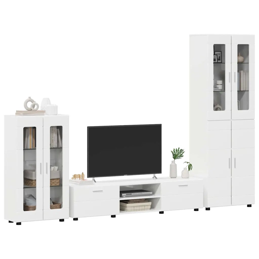 Set mobile TV FLORIN 3 pcs Bianco Lucido Legno multistrato 3397978