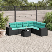 Set Divani da Giardino 7 pz con Cuscini Nero in Polyrattan 3222616