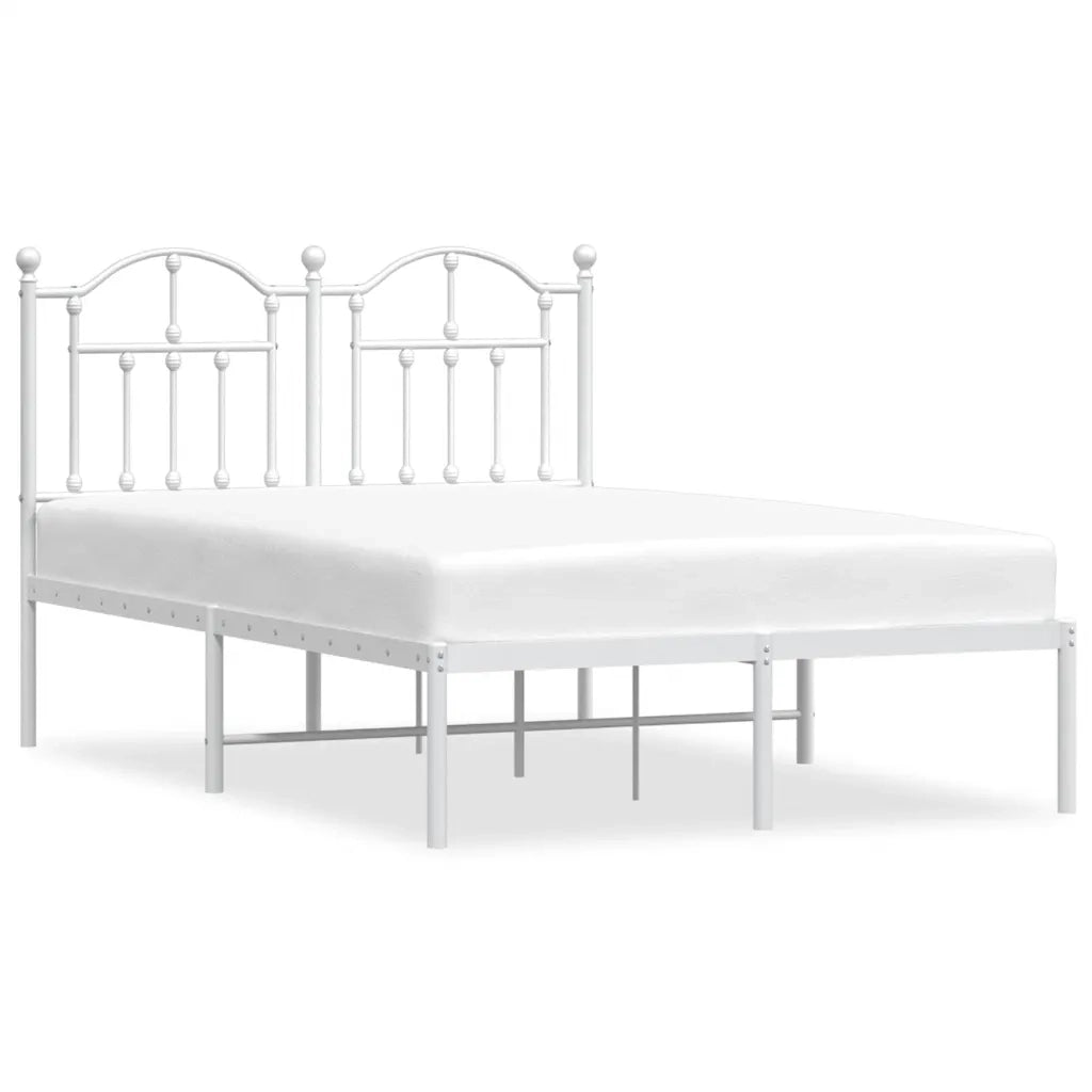 Letto matrimoniale | Letto per adulti | Giroletto con Testiera Metallo Bianco 120x190 cm