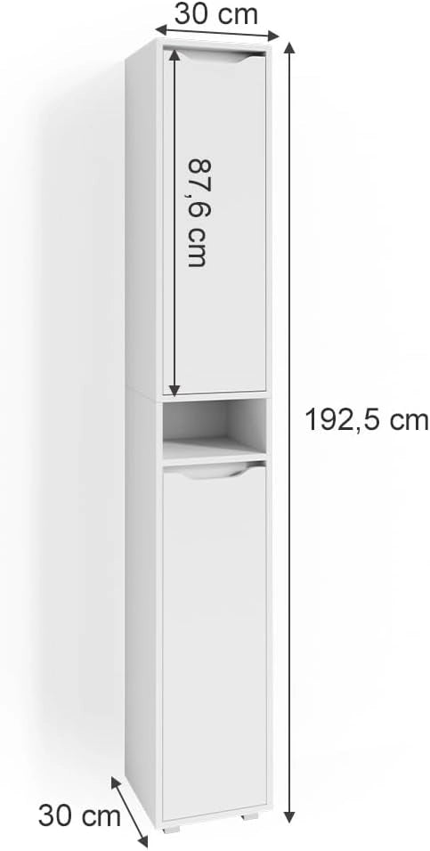 Mobile bagno alto Ruben, Bianco, 30 x 192.5 cm, per la conservazione in bagno, compatibile con Ruben Collection