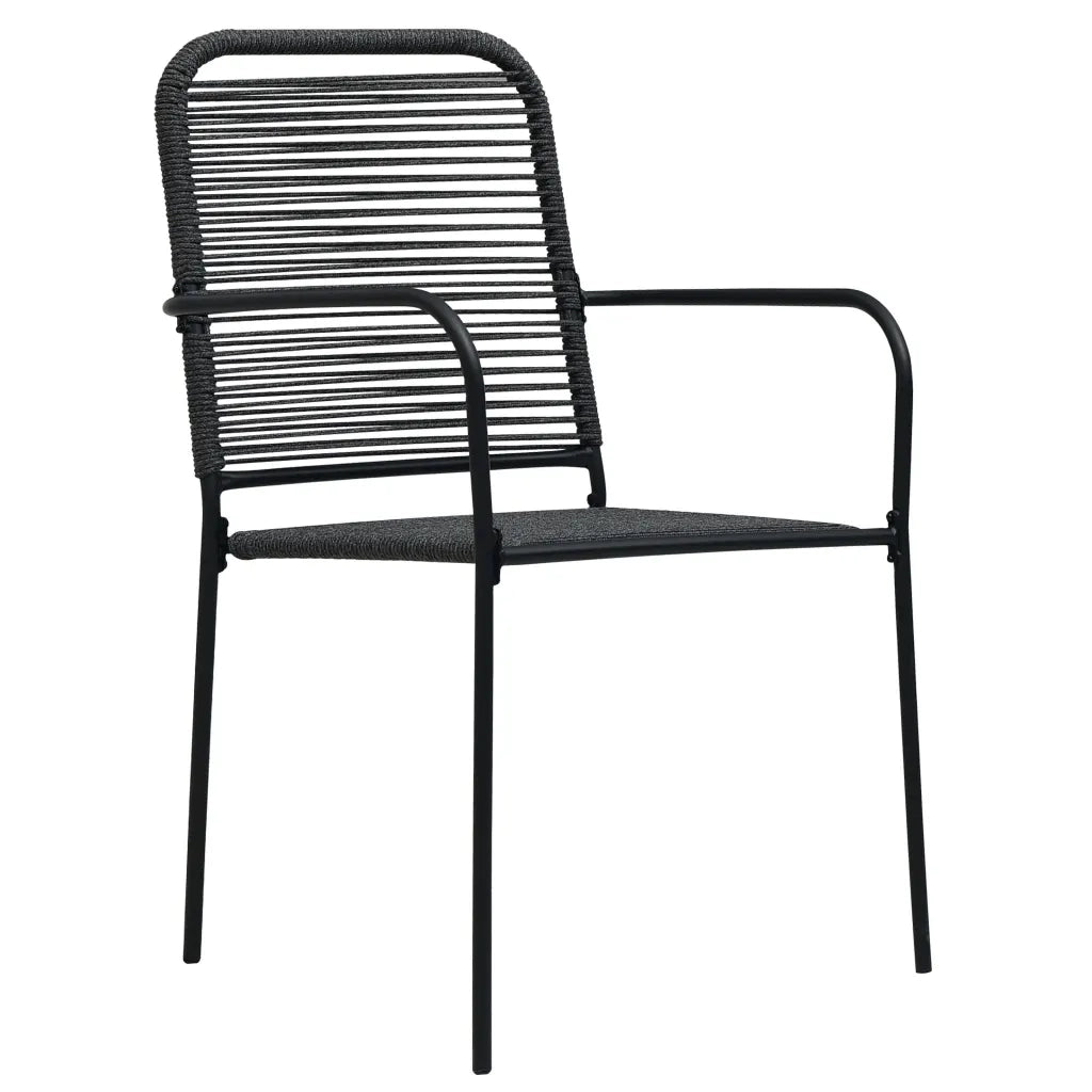 Set da Pranzo da Esterni 3 pz in Corda di Cotone e Acciaio Nero cod mxl 44497