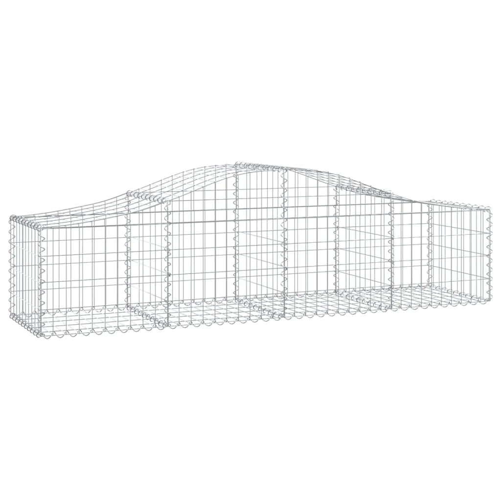 Cestini gabbioni recinzione a gabbia muro di contenimento ad arco 10 pezzi 200 x 50 x 40/60 cm ferro zincato argento 02_0040247