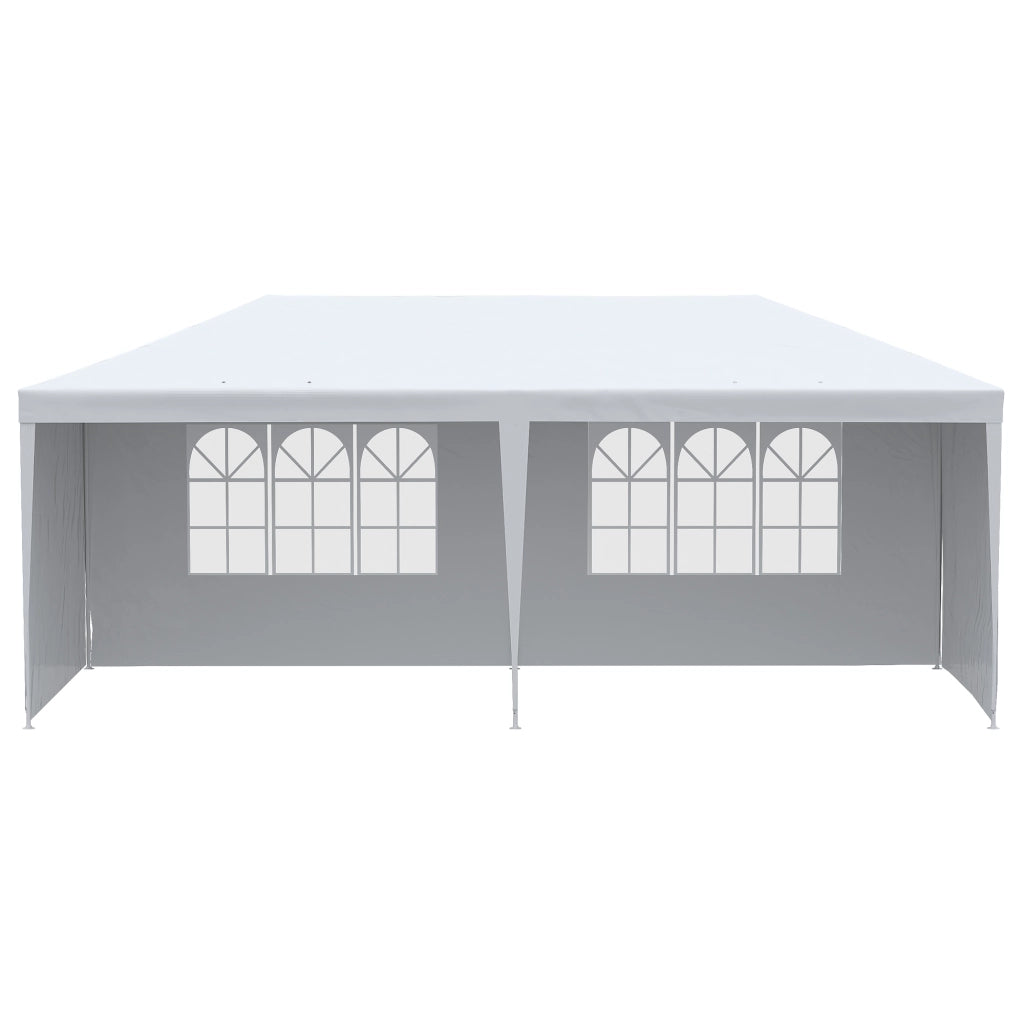 Gazebo da Giardino 6x3m con 4 Pareti e 2 Finestre ¨C Zephmum ¨C Bianco
