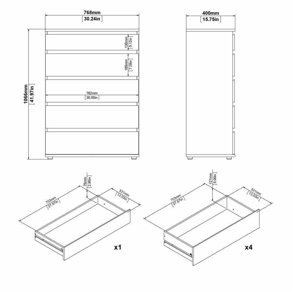 Cassettiera Arriba, Settimino multiuso, Comò camera da letto, Mobile con cassetti, 77x40 h107 cm, Quercia