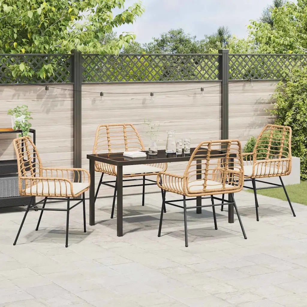 Set da Pranzo per Giardino 5 pz | Set Salotto da Giardino Marrone polyrattan