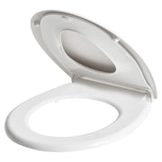 Sedile Soft Close MDF Bianco 46 x 37 cm Sistema di sgancio rapido Sedile aggiuntivo Stile moderno WC bagno