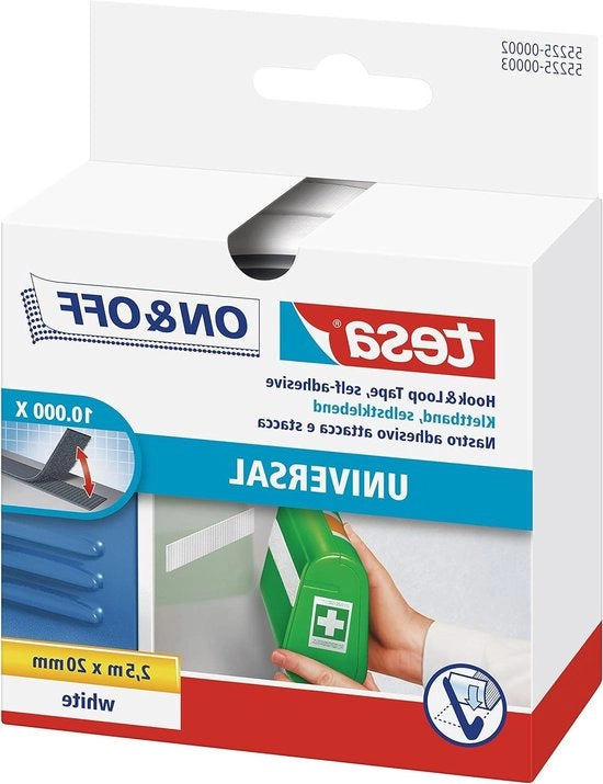 Tape universale On/Off - Adesione di oggetti leggeri senza forare - Bianco - Rotolo 2 cm x 250 cm Adesivo autoadesivo