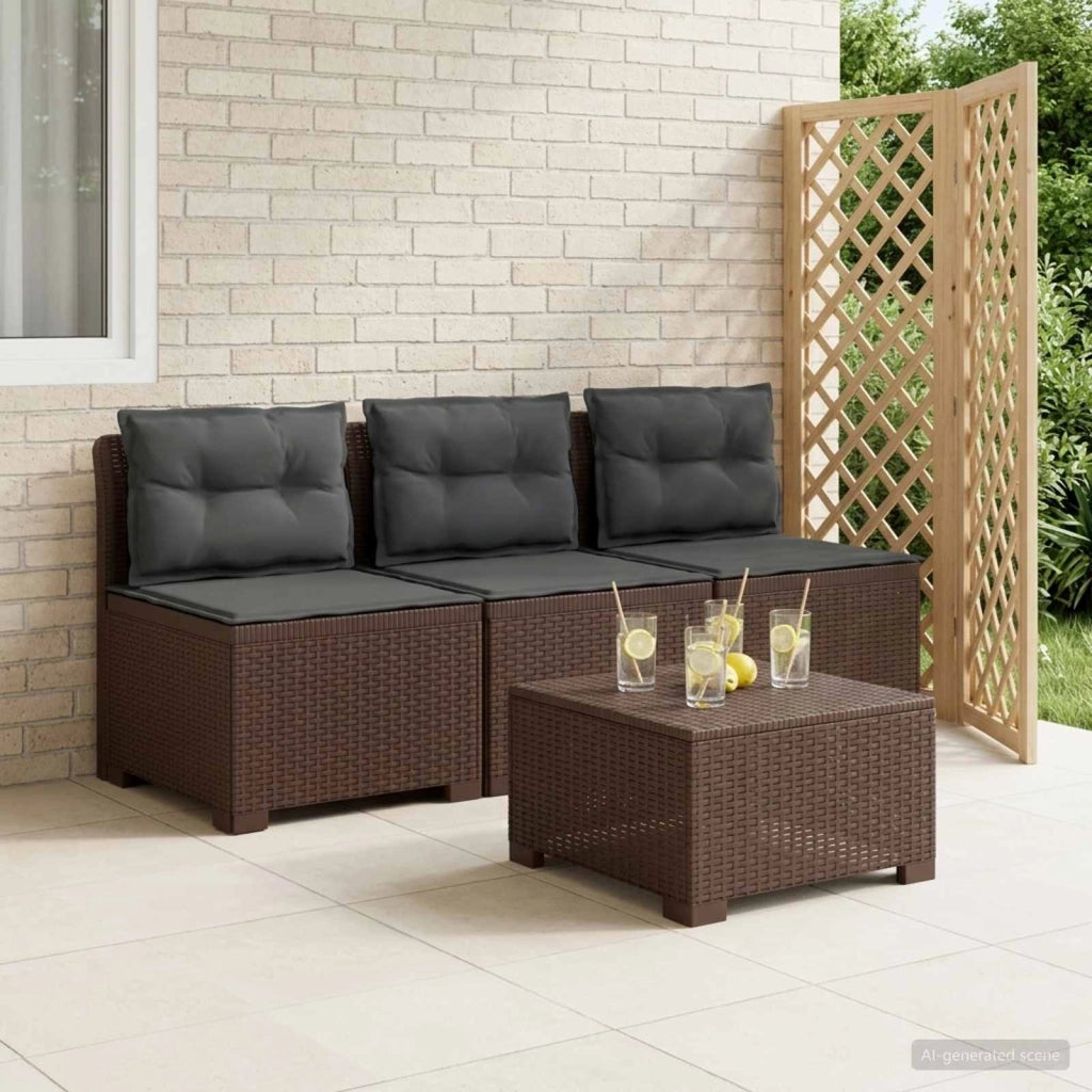 Divano da giardino 3 posti con cuscini in look rattan 3 posto 8011981