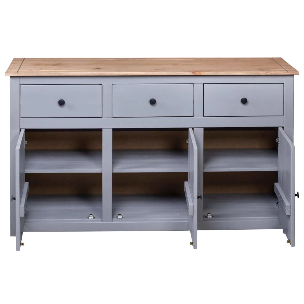 Buffet credenza cassettiera armadio mobile contenitore organizer per cucina soggiorno salotto 135 x 40 x 80 cm Pino massiccio assortimento grigio Panama 02_0031782