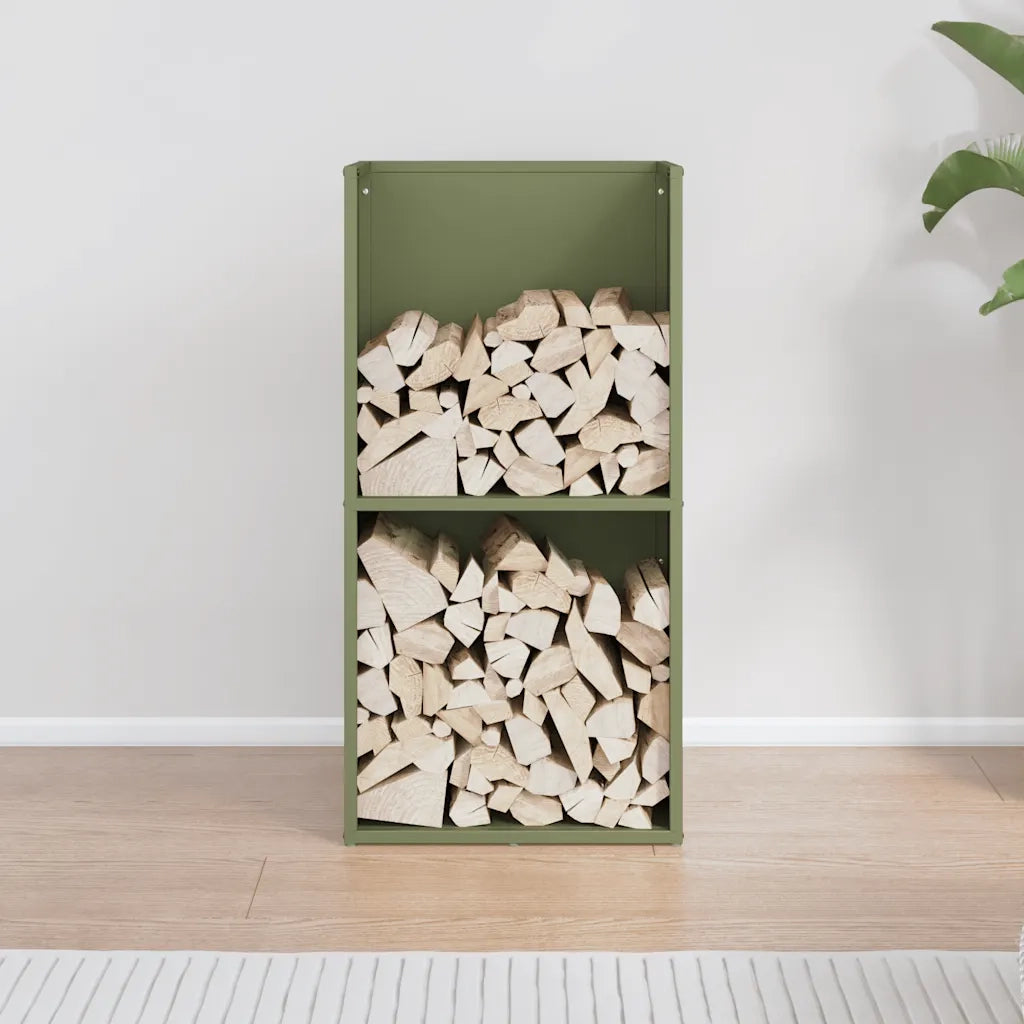 Rastrelliera per Legna da Ardere Verde Oliva 40x30x80 cm 864190