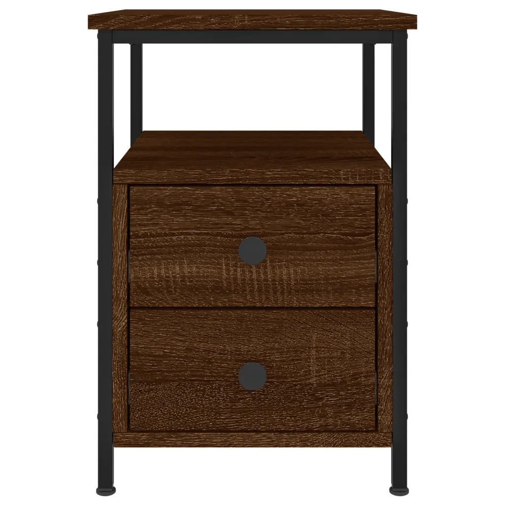 Set di 2 Comodini | Armadio da Notte | Mobiletto da notte Rovere Marrone 34x35,5x50 cm in Legno Multistrato