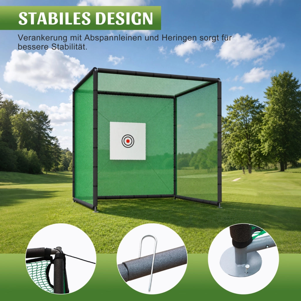RETE PRATICA GOLF 300x300x300 cm Metallo Nero per Interno ed Esterno