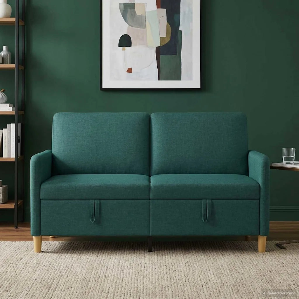 Divano con Storage Verde Scuro 152 x 78 x 87 cm Poliestere 42036924