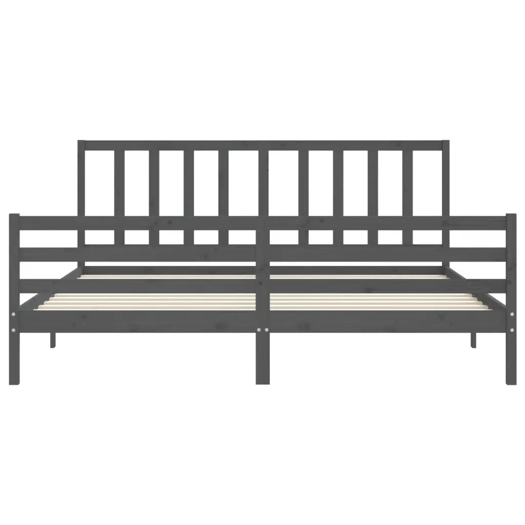 Giroletto con Testiera Grigio 200x200 cm in Legno Massello 3193878