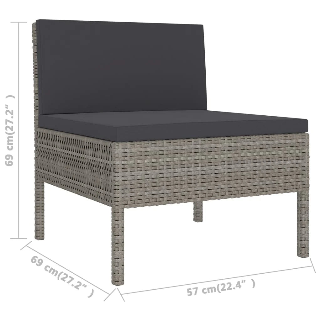 Set di mobili da giardino mobili da esterno 5 pezzi con cuscini resina intrecciata grigia 02_0016436