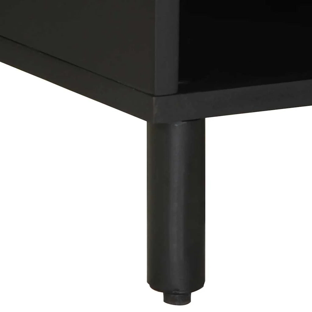 Mobile TV industriale con contenitore 80 x 33,5 x 46 cm legno massello nero 02_0057836