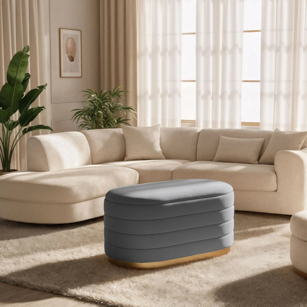 Panca imbottita con contenitore in velluto 80 cm BELLA Grigio Scuro