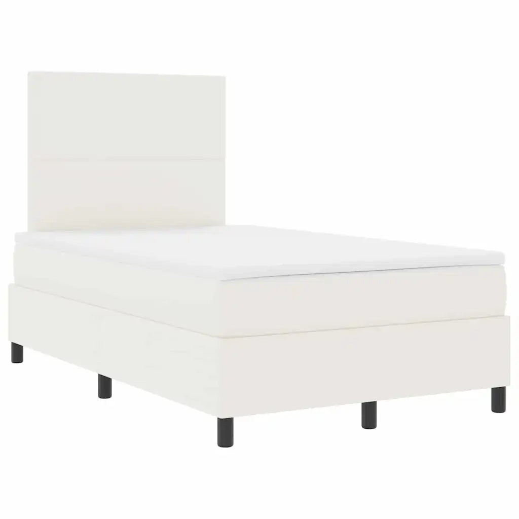 Letto a molle Crema e Bianco 120 x 190 cm Tessuto in Cords 3337549