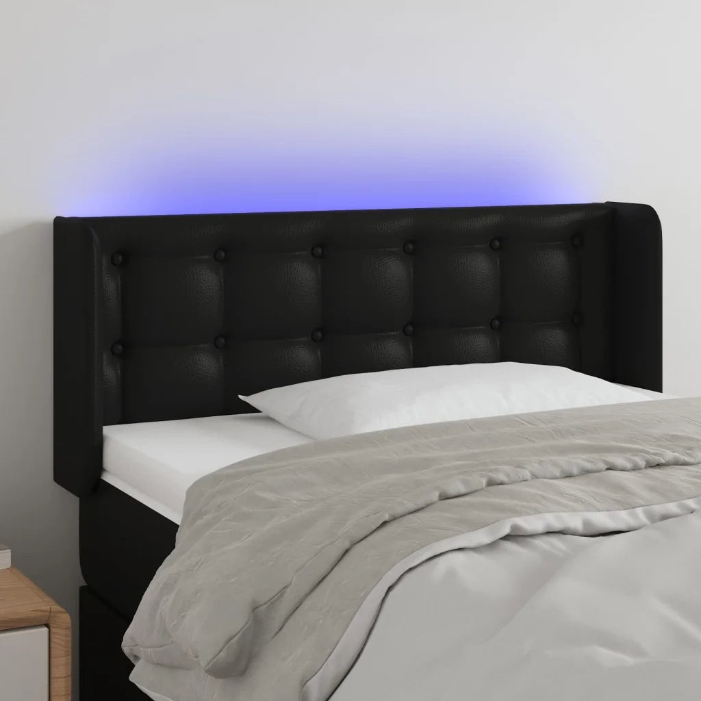Testiera | Testata a LED Nera 83x16x78/88 cm in Similpelle
