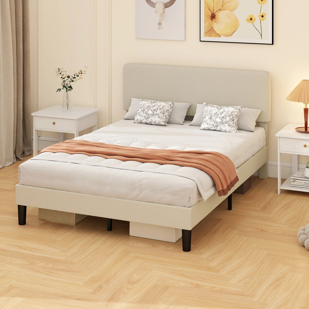 Letto Imbottito con Testiera Regolabile e Doghe ¨C Zephmum ¨C Velluto Grigio 140x200 cm