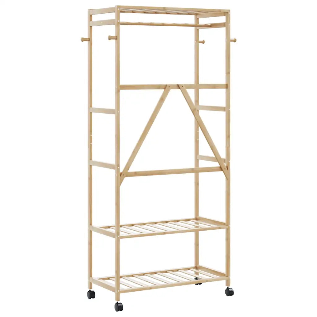Appendiabiti con Ripiani e Ruote 90x40x179,5 cm in Bamb¨´ CFW3342270