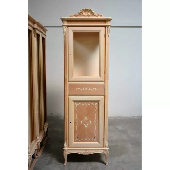 Vetrina classica 2 porte 1 cassetto in legno grezzo l.61 p.41 h.190 - Mobili 2G