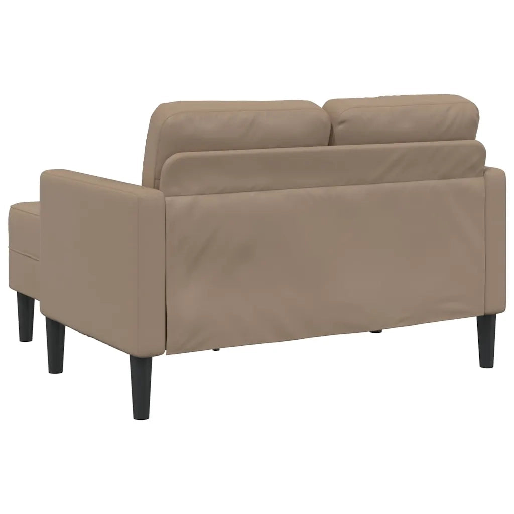 Divano 2 Posti con Chaise a L Cappuccino 125 cm in Similpelle 4107087